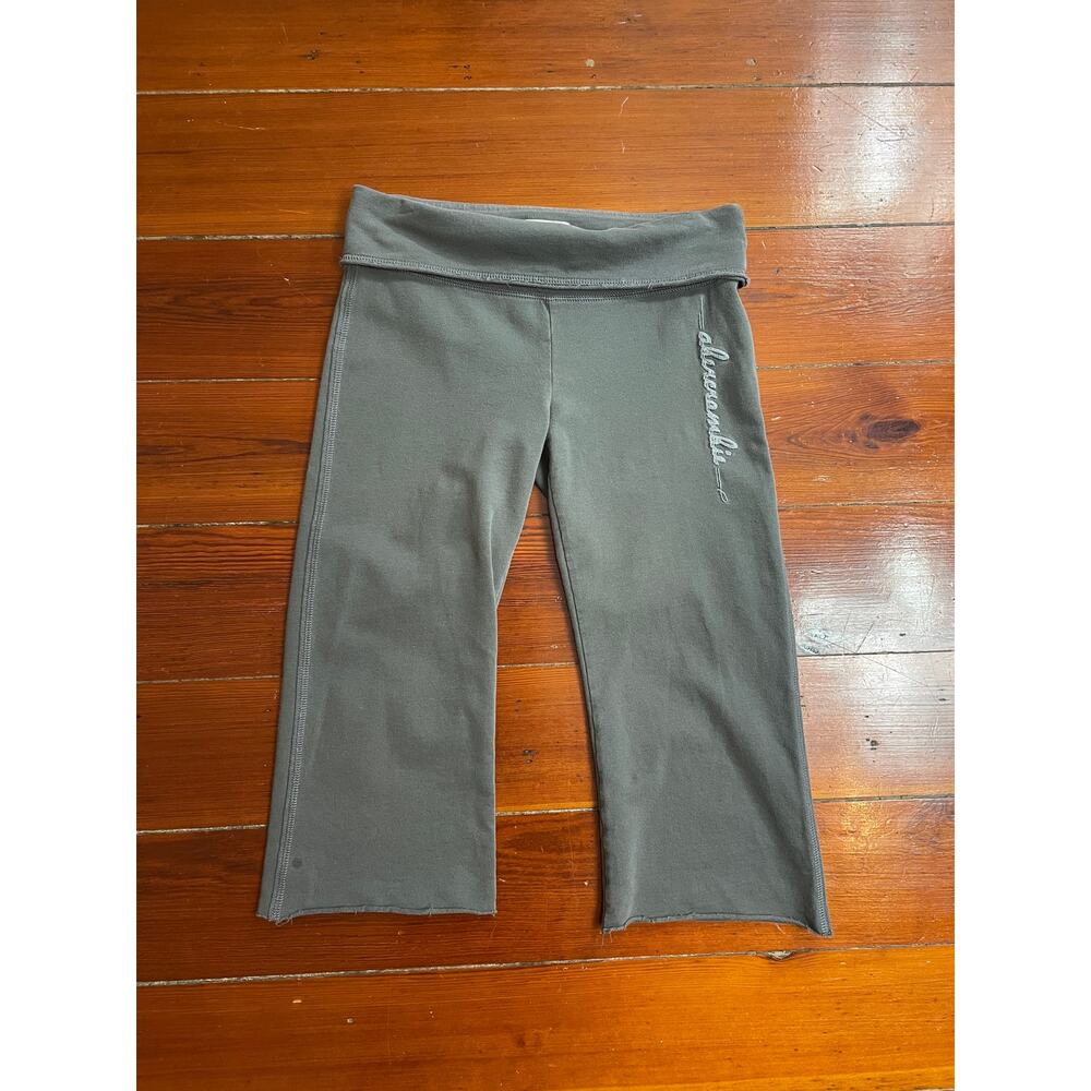 Abercrombie Y2K Foldover Yoga Pants Womens M Gray Cropped Capri 92